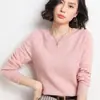 Suéter de tricô feminino de manga longa, estilo coreano, tamanho plus size, soltinho, gola baixa, para outono e inverno, camada base, exclusivamente para vendas transfronteiriças