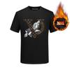 Estação europeia strass cavalo T-shirt homens manga curta velo-forrado pescoço redondo outono e inverno New Top roupas pretas de meia-idade slim fit plus size