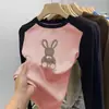 Nueva Camiseta de Manga Larga con Retazos para Niñas Otoño e Invierno Versátil De Rong Base Cepillada para Niños Cuello Redondo Ropa Interior