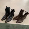 Botines Chelsea vintage súper suaves de piel de vaca para mujer, botines vaqueros western de tacón grueso con corte en V, botines ajustados plisados, botines cortos de punta con corte en V
