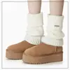 Polainas de Punto Blancas para Mujer, Calcetines Largos Holgados para Botas de Nieve, Calcetines de Invierno para Pantorrilla, Polainas, Calcetines Holgados