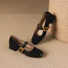 Zapatos Mary Jane Estilo Nuevo con Tacón Cuadrado Plano, Tacón Medio y Parche de Ante, Zapatos sin Cordones para Mujer, Tallas 32-43, Aliexpress