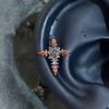 Clavos de Hueso para la Oreja de Cruz de Rosa Espina Diseño Nicho Lleno de Diamantes Diseño Personalizado Dulce y Cool Aretes de Corazón para Chica Sexy