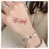 Pegatinas de Tatuaje de Flor de Cerezo Rosa para Mujeres, Impermeables y de Larga Duración, Hada para Clavícula y Muñeca, Frescas y Dulces, Pintadas con un Toque de Alta Gama