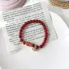Edição de Ano Novo Pulseira de Cristal de Ágata Vermelha Natural Granate Círculo Único Estilo Masculino e Feminino Pulseira com Pingente Joias Atacado
