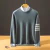 Suéter de Caxemira Baicai Velvet com novo color-block para homens, gola redonda, outono/inverno 2026, de alta qualidade, leve, camada base de tricô versátil