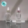 Botella de Aceite Esencial Cuadrada Transparente 10ml Botella de Esencia Líquida Original para Perfume de Vidrio Transparente 30ml Botella para Loción 50ml
