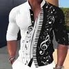 Camisa de otoño para hombre de Europa y América, nueva, colorida, impresión digital 3D, moderna, manga larga, cuello mao