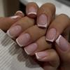 24 Unhas Francesas Postiças Brancas Unhas Francesas Quadradas Pequenas Unhas Quadradas Curtas Pequenas Unhas Quadradas Europeias para Crianças
