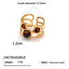 Anillo de Acero Inoxidable Taina Europeo y Americano para Mujer, Diseño que No se Desvanece, Anillo de Piedra Ojo de Tigre Natural, Lujo Ligero Nicho Venta Caliente