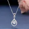 Tiktok Kuaishou Transfronteiriço Prata 925 Coração Dinâmico Moda Simples Colar com Pingente de Gota cravejado de Diamante Colar Leve de Luxo