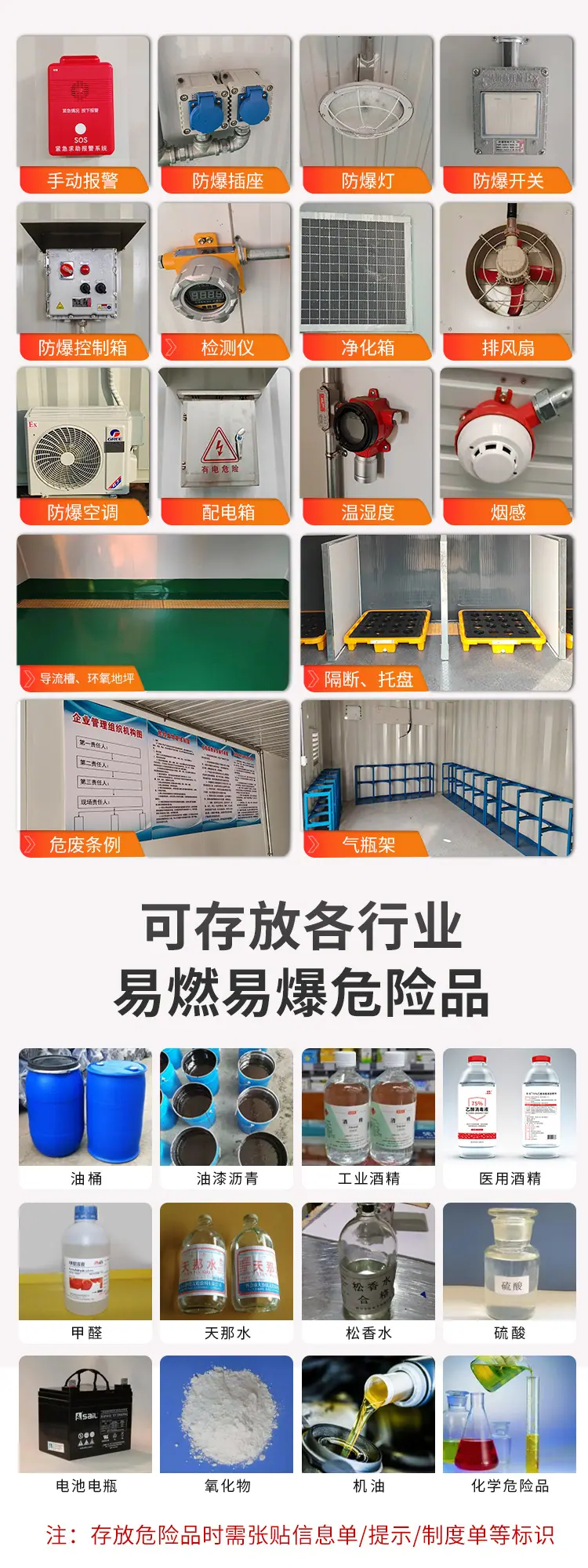 危废间户外存储仓库化学品箱式防爆柜危储存间防爆危废库