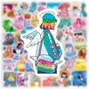 50 Pegatinas Lindas de Cristal Morado Graffiti Japonesas y Coreanas para Tazas de Agua, Cuadernos, Diarios, Patinetas, Cascos de Bicicleta