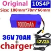 Batería de Litio 18650 36V10S4P 42V70000Mah Batería de Litio para Vehículo Eléctrico Batería de Litio para Ciclomotor