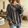 Sudadera de Terciopelo Dorado para Mujer Otoño Invierno Más Terciopelo Cuello Redondo Manga Larga Estilo Nuevo Color Sólido Holgada Casual Transfronteriza Europea Americana Venta Caliente