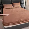 Sábana Individual de Terciopelo de Leche, Gruesa de Forro Polar Cálido de Terciopelo Coral para Otoño e Invierno, Cubre Cama para el Hogar, Protector de Colchón, Ropa de Cama