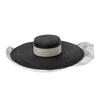 Primavera y verano nuevo sombrero grande decorativo de malla vintage con ala plana, sombrero de paja para espectáculos de escenario, fotografía, sombrero de paja con forma cóncava.