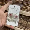 Pendientes de Pieza Bordada Vintage Bordados a Mano de Estilo Étnico de Moda, Colgantes de Oreja Pequeños Cortos con Borlas, Joyería de Plata Miao de Yunnan para Mujeres