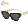 Gafas de sol de pata con cadena gruesa estilo ojo de gato gafas de sol de moda para la playa estilo hip hop para hombre y mujer geniales estilo europeo y americano gafas punk ins