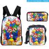 Mochila para estudiantes estilo K de la serie Cross-Border de 2024, con dibujos animados de Mario, bolsa para el almuerzo y estuche.