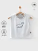 Chaleco sin mangas de algodón clase A para niños de verano, top fino para bebé, prenda exterior para recién nacidos, estampado de ballena, ropa tipo chaleco estilo coreano
