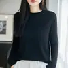Suéter de punto blanco de manga larga para mujer, estilo minimalista francés, nuevo modelo 2026, imitación fina, delgado, suéter básico versátil
