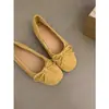 Zapatos planos bajos de estilo francés para mujer, nuevos zapatos rojos de gamuza vintage 2024, mocasines de ballet estilo hada