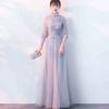 Vestido de Noite Estilo Chinês para Mulheres 2026 Verão Novo Elegante Longo para Banquete Reunião Anual da Empresa Vestido de Noite Estilo Chinês