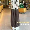 Calças casuais de outono e inverno de cintura alta, modeladoras, com caimento fluido, forradas com fleece e espessadas para aquecimento, calças jogger versáteis com design de cordão e pernas largas