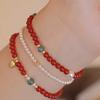 Pulseira de Ágata Vermelha Changan Happy Natural Feminina Nova Chinesa Guoxue Empilhada Jade Pulseira de Ano Novo Explosões Atacado