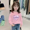 Camiseta de Algodão Puro para Meninas de Manga Longa, Estilo Infantil com Gola Redonda para Primavera, Outono e Inverno, Nova Camisa Base para Roupa Externa, Top Estilo Ins