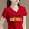 Camiseta básica de cuello en V para mujer de talla grande, camiseta de manga corta, top de manga corta para mujer, excedente de comercio exterior transfronterizo, marca
