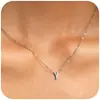 Collar Transfronterizo Amazon Nuevo Simple Perforado 26 Iniciales Collar con Colgante Pequeño Cadena para Clavícula de Mujer Joyería