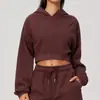 Sudadera con capucha transfronteriza para mujer, corte ajustado, que revela la cintura, cárdigan corto, chaqueta deportiva con cremallera para fitness otoño/invierno 5555