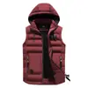 Colete Masculino Novo Outono e Inverno Colete Masculino com Touca Removível Moda Masculina Casual Colete Masculino de Algodão Comércio Exterior