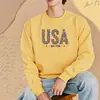 Sudadera de cuello redondo transfronteriza con estampado de EE. UU. Amazon Wish Venta al por mayor Producto de Temu Borgoña