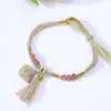 Pulsera Trenzada Multicolor Estilo Nacional con Colgante de Aleación Esmaltada, Ajustable, Accesorio de Mano Estilo Nacional de Paz y Buena Suerte