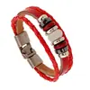 Pulsera popular europea y americana de piel de vaca estilo punk cuentas de porcelana pulsera de cuero multielemento pulsera de cuero de moda para niñas