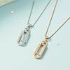 Suéter de hip hop ovalado largo, combinable con todo, collar sencillo de doble anilla para mujer, accesorios de cadena de moda para otoño e invierno de 21 años.