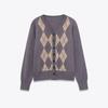 Exportação Transfronteiriça Roupa Feminina Outono e Inverno 2025 Estilo Europeu e Americano Gola Redonda Manga Longa Cardigan Tricotado Acolchoado Jaqueta para Mulheres G82753