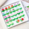 Flores de Tulipa de Vidro com Gradiente Transparente e Folhas Verdes Contas DIY Pulseira Brincos Pingente Acessórios Pequenos Versáteis