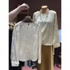 Lindo Top Jacquard Amarelo Claro Estilo Chinês Novo para Mulheres, Modelo de Primavera, Super na Moda, Design Único, Camisa Soltinha com Gola Redonda