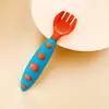 Ventas Directas de Fábrica Juego Combinado de Cuchara y Tenedor de Dos Colores para Bebé Cubiertos para Alimentos Complementarios de Bebé Cuchara de PP Cubiertos para Salir