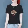 Comercio Exterior Transfronterizo Stock de Excedentes Estilo Chino Nuevo Ropa para Mamá Camiseta de Manga Corta para Mujer de Mediana Edad Top de Camiseta de Moda Ajustado