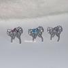 Pendientes Hovoiney de Personalidad Dulce y Fresca con Tachuelas de Diamante de Colores en Forma de Lazo, Pendientes Planos Versátiles para Hombres y Mujeres