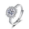 Anillo abierto de moissanita de imitación de circón de 1 quilate con ocho corazones y ocho flechas para mujer.