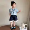 Conjunto de Verano de Manga Corta para Niñas, Conjunto de Dos Piezas de Policía Conejo, Ropa de Verano Elegante Nueva 2026 para Bebés Niñas