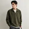 Sudadera tipo polo de mezcla de lana sintética de dos piezas para hombre, Nuevo estilo Otoño 2026, Suéter de alta gama, Top moderno, Algodón negro y gris