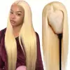 Amazon Transfronterizo Moda Europea y Americana Nueva Peluca de Encaje Frontal Cabello Lacio Mediano Largo Cabello Liso Peluca Rubio Claro