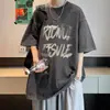 Roupa de Verão Masculina Jovem Conjunto Elegante de Estudante Tendência Conjunto de Camiseta de Manga Curta Jeans de Marca Tendência Conjunto High Street